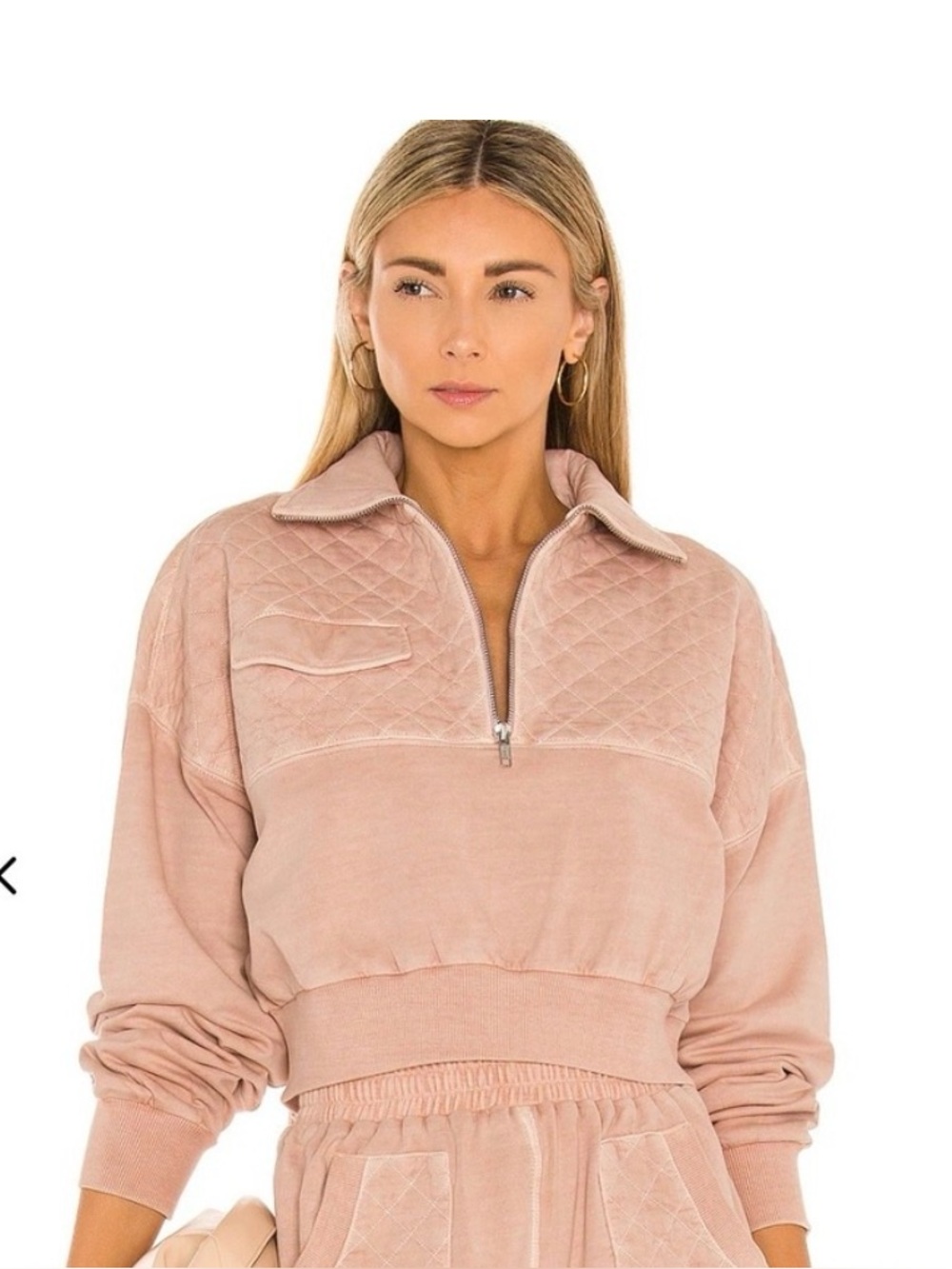 Tularosa Quilted Pullover in Pink quarter zip